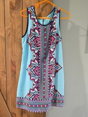 Pink Owl Apparel Light Blue Dress with Navy Trim